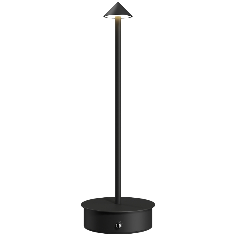 HOMCOM Lampada da Tavolo Touch Ricaricabile con USB, Regolabile 3000K/4500K/6500K, Autonomia 4-8 Ore, Nero