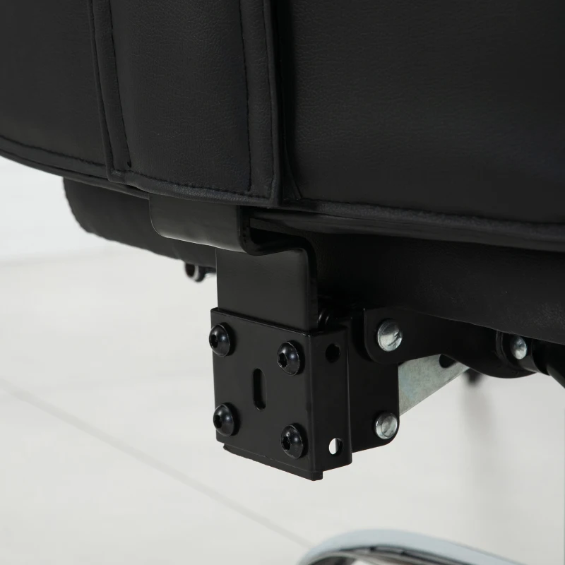 Vinsetto Fauteuil de bureau, chaise bureau ergonomique en similicuir avec large assise rembourrée, dossier inclinable, hauteur réglable, accoudoirs et repose-pied intégrés, charge 135 Kg, noir