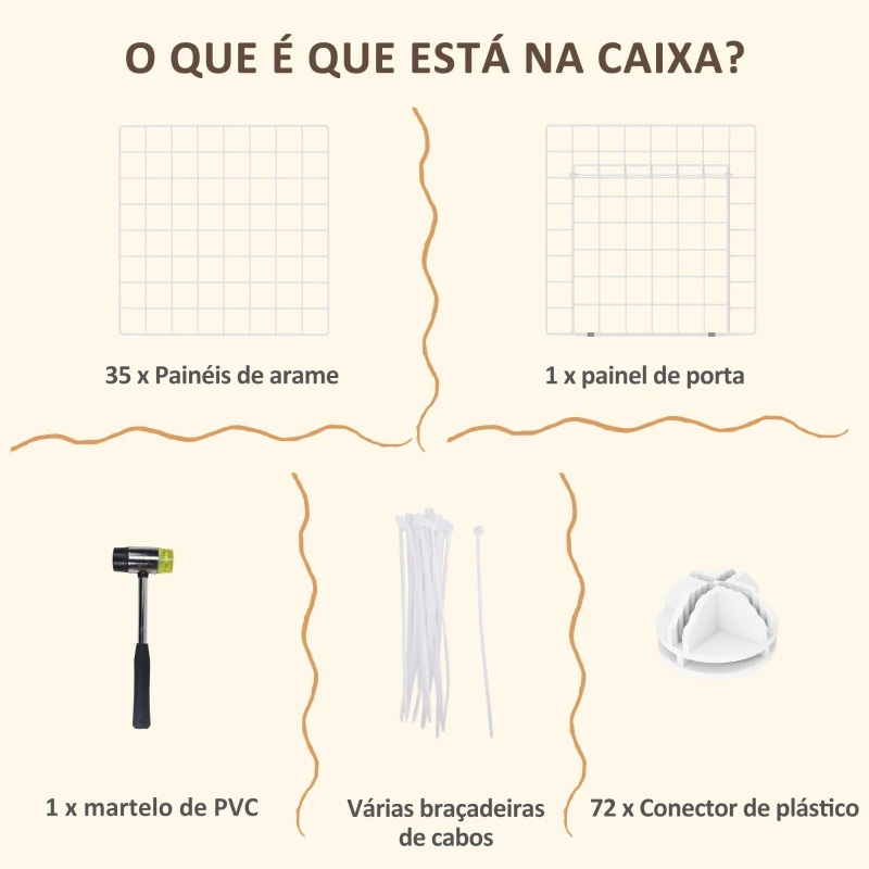 PawHut Recinto de Metal para Pequenos Animais de Estimação com 36 Painéis Desmontável DIY 146x73x73 cm Branco