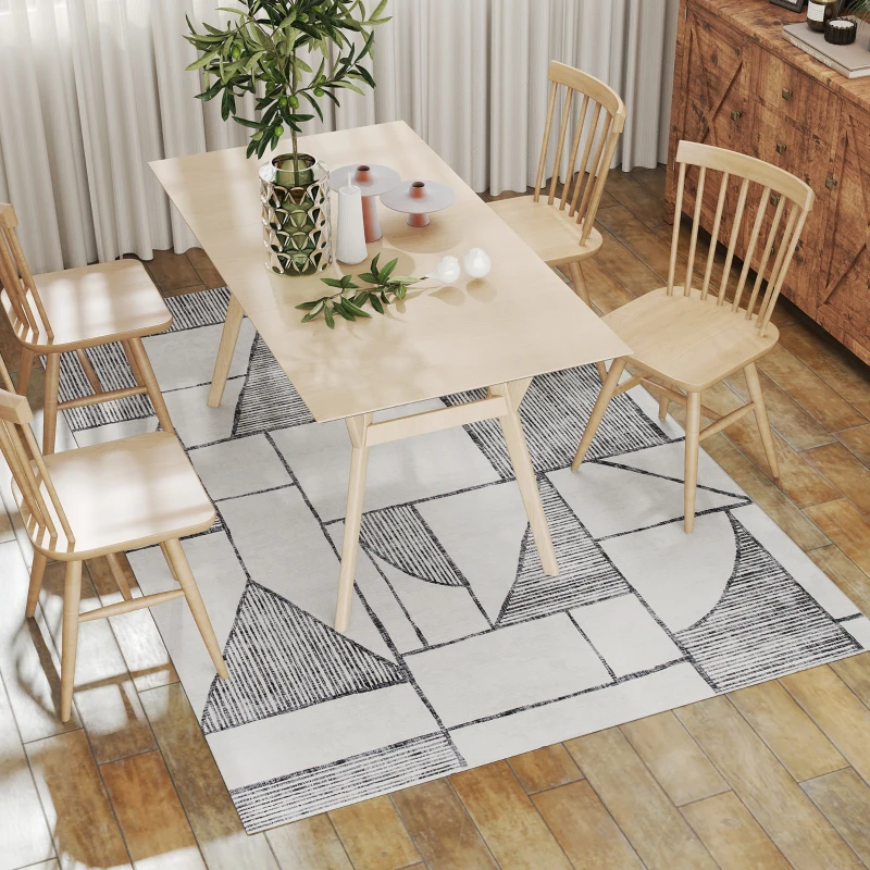 HOMCOM Covor Modern Antiderapant cu Linii Geometrice din Poliester, Multicolor