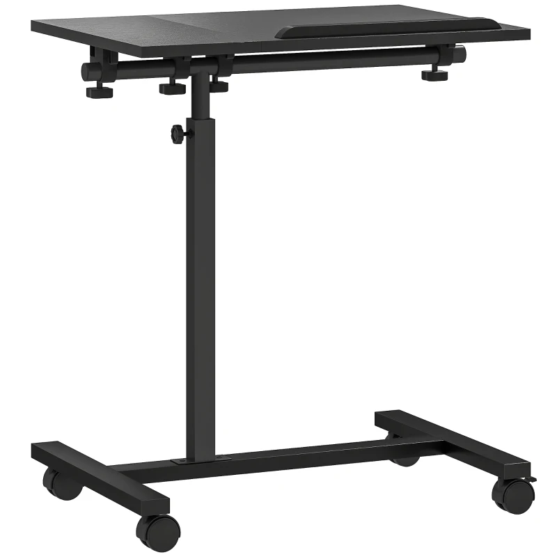 HOMCOM Măsuță pentru Laptop de Canapea cu Roți Blocabile și Blat Inclinabil, Negru