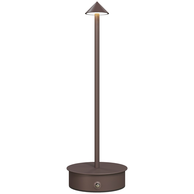 HOMCOM Lampada da Tavolo Touch Ricaricabile con USB, Regolabile 3000K/4500K/6500K, Autonomia 4-8 Ore, Caffè