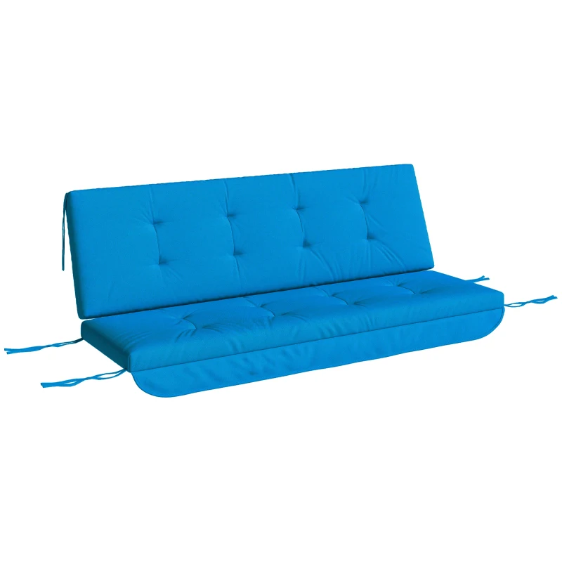 Outsunny Auflagen-Set für Hollywoodschaukel 170 cm Stuhlkissen Schaukelauflage Sitzkissen Gartenschaukel Gartenpolster Rückenkissen Seitenkissen Blau