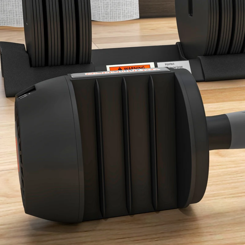 SPORTNOW Conjunto de Pesos Ajustável de 20 kg com Ajuste Rápido de Peso com Base de Armazenamento e Pega Antiderrapante  Ø18x37 cm Preto