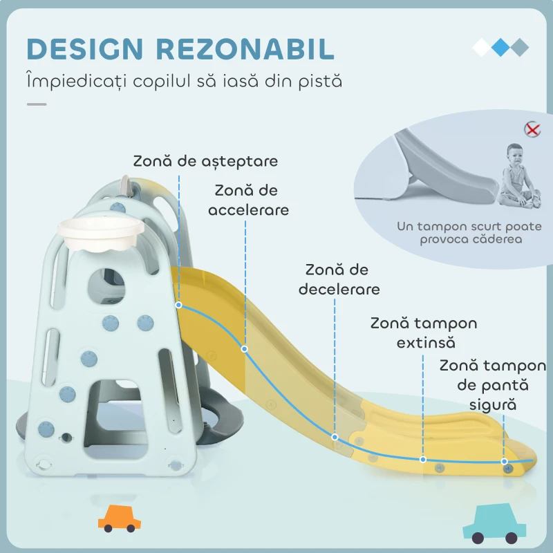 HOMCOM Set de Joacă pentru Copii cu Leagăn, Tobogan, Coș de Baschet și Scară, 150x190x100 cm, Multicolor