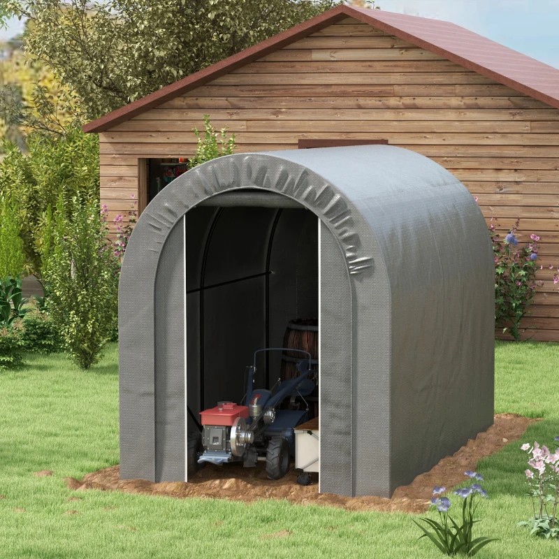 Outsunny Abri de jardin tente de rangement extérieur abri de vélo garage pour vélo bâche en PE cadre en métal galvanisé gris