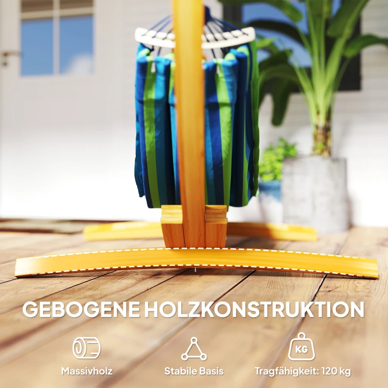 Outsunny Hängemattengestell für Hängematte Hängemattenständer mit Sicherheitsschnalle, Kette, Garten Strand Kiefer 325 x 120 x 118 cm bis 120 kg