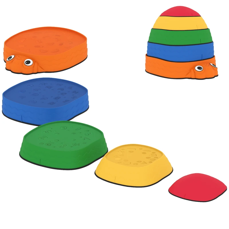 AIYAPLAY Conjunto de Pedras de Equilíbrio Empilháveis para Crianças de 5 Peças com Forma de Joaninha e Antiderrapantes Multicolor