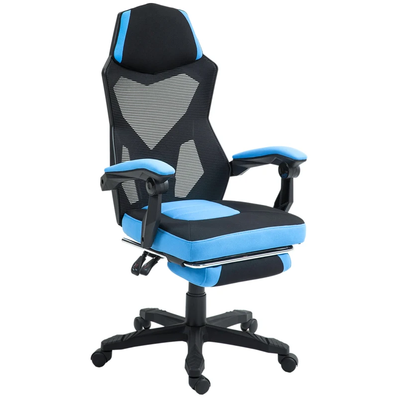 Vinsetto Cadeira de Escritório Ajustável em Altura Cadeira para Secretária Giratória de 360° Reclinável até 135° 58x72x108-118 cm Azul