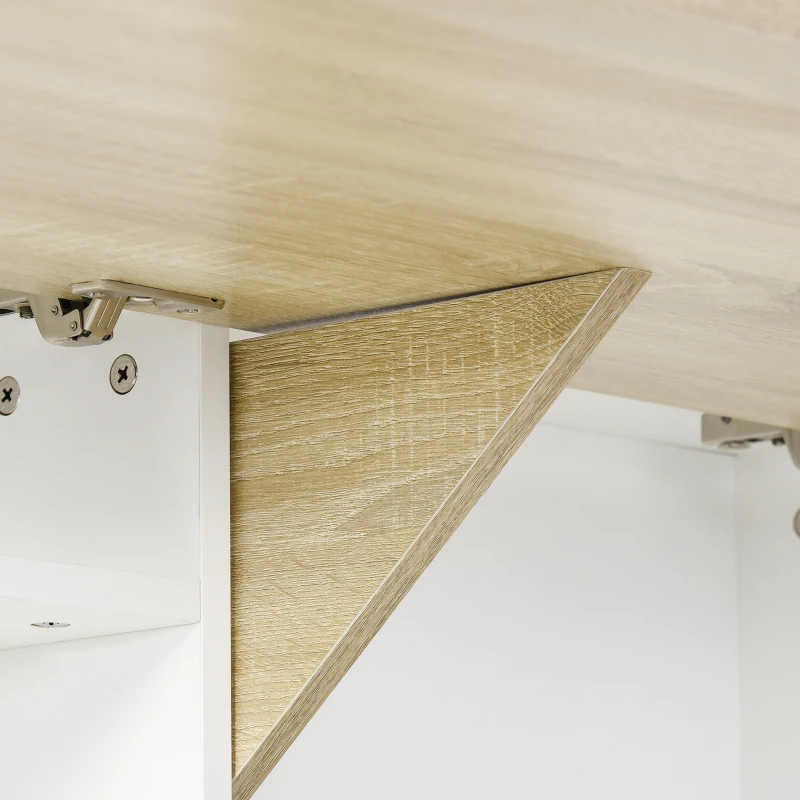 HOMCOM Bureau pliable mural avec étagères de rangement et placard, bureau rabattable, 100 x 18 x 74 cm effet bois naturel(m-9)