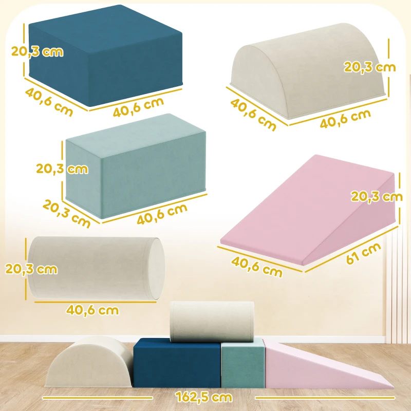AIYAPLAY Jogo de 5 Blocos de Espuma para Crianças com Capas Removíveis Blocos de Psicomotricidade Brinquedo para Aprendizagem Multicolor