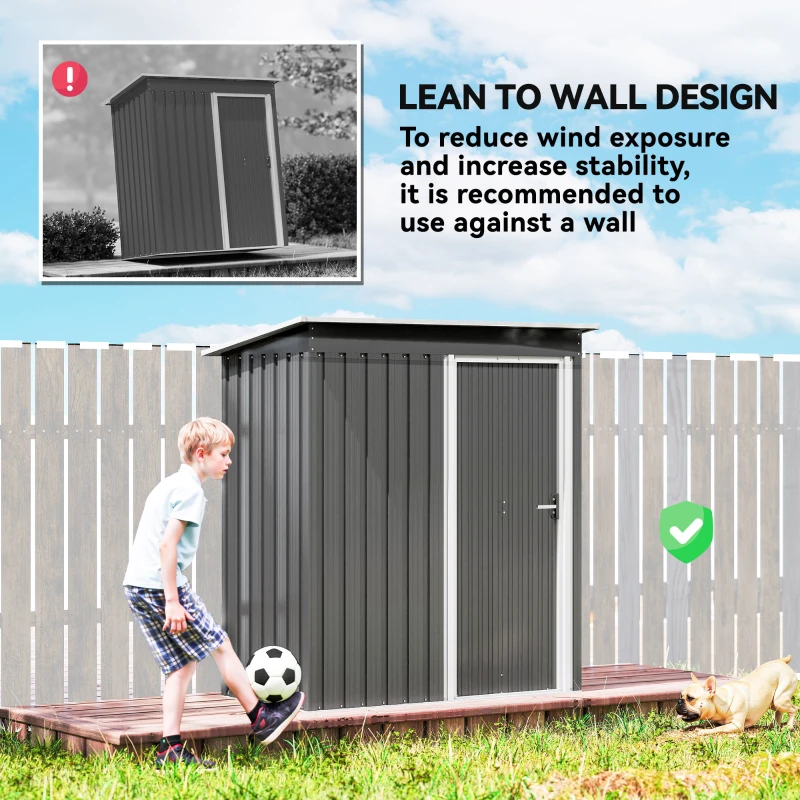 Outsunny 5 x 3ft Garden Storage Shed with Sliding Door and Sloped Roof Outdoor Equipment Tool, Light Grey