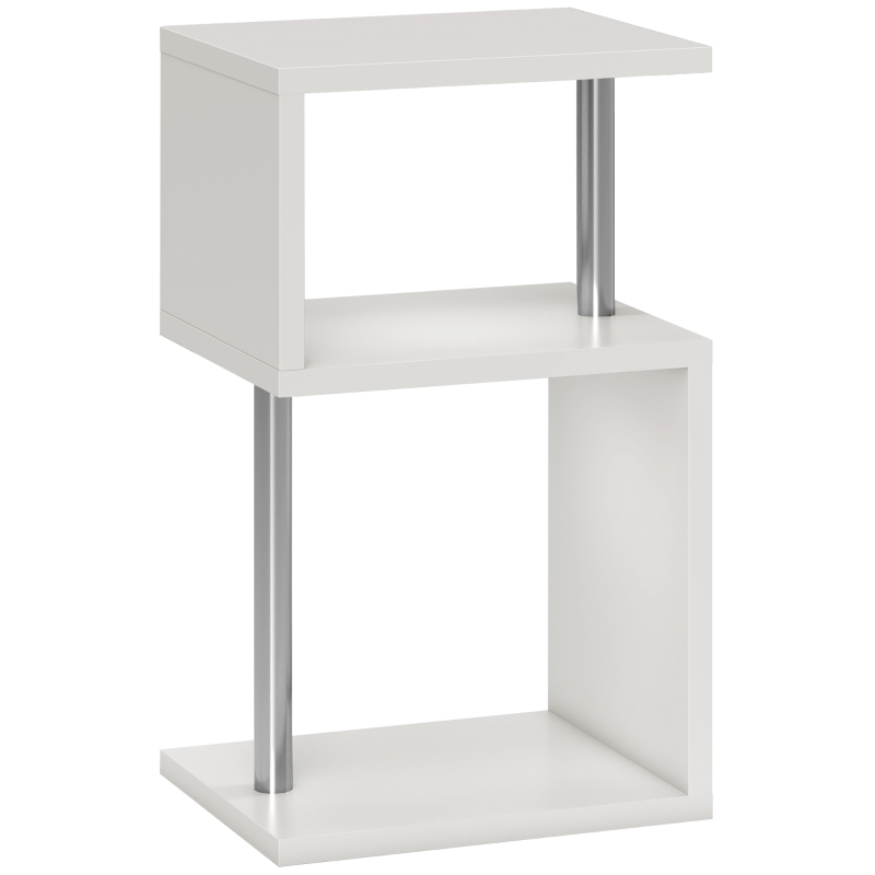 HOMCOM Beistelltisch mit LED-Licht in 3 Ebenen mit Regalen und Aluminiumstruktur für Wohnzimmer Schlafzimmer 44x38x75 cm Weiß