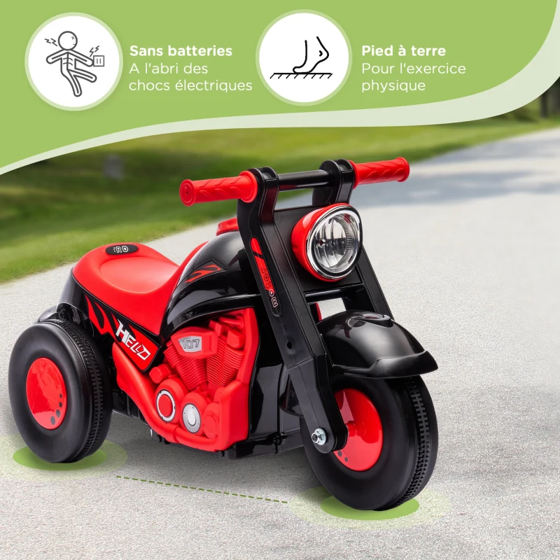 AIYAPLAY Moto porteur enfant moto draisiènne avec musique et bulles roues larges pour enfants de 2 à 5 ans 80 x 35,5 x 42 cm noir