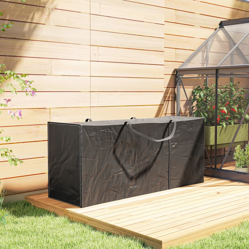 Outsunny Bolsa de Almacenamiento para Cojines de Jardín Impermeable 720L Oxford Resistente con Asas 125x40x55cm Negro