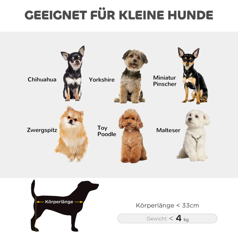 PawHut hondenwagen, inklapbare hondenbuggy voor dwerghonden tot 4 kg, opvouwbare kattenbuggy met duwstang, wasbaar kussen, veiligheidslijnen, opbergzak, 4 wielen, Zwart(m-8)