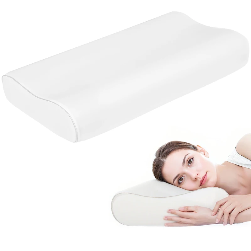 HOMCOM Almofada de Espuma Viscoelástica com Desenho Ergonómico Dupla Altura Capa Removível e Lavável 68,58x35,56x8,9/10,8 cm Creme