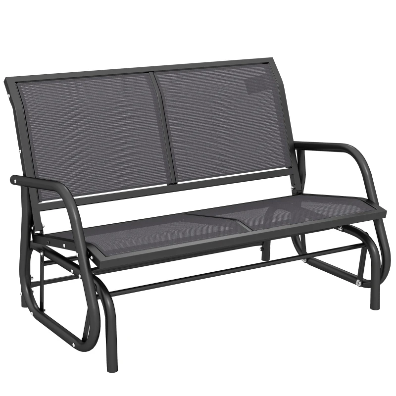 Outsunny 2-Sitzer Schaukelstuhl Gartenbank mit Schaukelmechanismus Gartenschaukel Sitzbank aus Metall Parkbank bis 200 kg belastbar Gartenmöbel für Garten, Terrasse, Veranda 120 x 70 x 85 cm Grau
