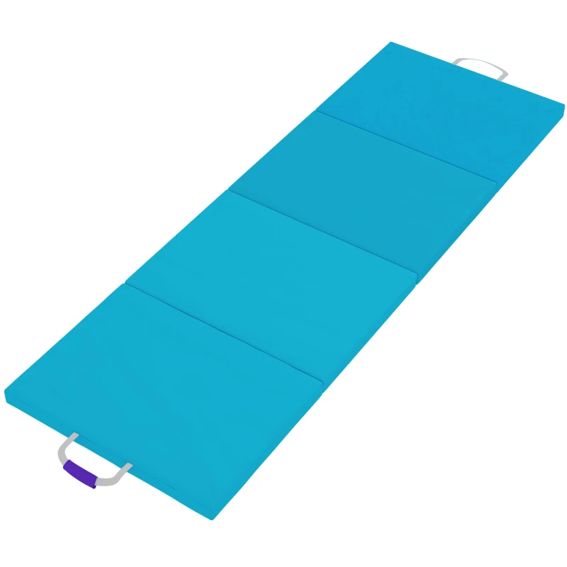 SPORTNOW Tapete de Ginástica Dobrável Tapete de Exercício com Pegas de Transporte e Bolsa 180x60x5 cm Azul e Roxo