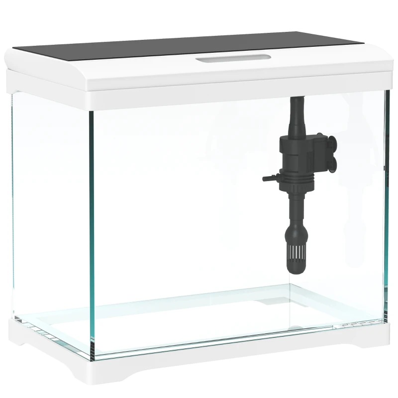 PawHut Acquario per Pesci Rossi 17L con Luci LED, Pompa d'Acqua e Sistema di Filtraggio, 35x21x31 cm, Bianco