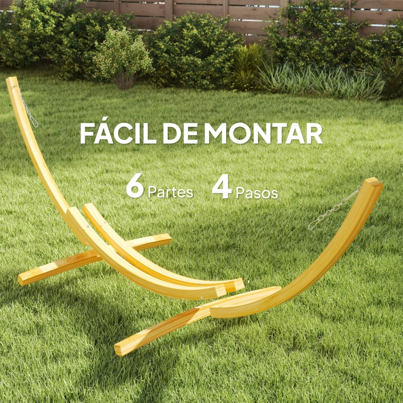 Outsunny Soporte para Hamaca de Madera 325x120x118 cm Estructura para Hamaca Carga Máx. 120 kg para Jardín Terraza Interiores y Exteriores Natural