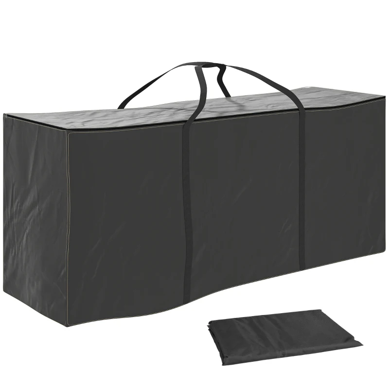 Outsunny Bolsa de Almacenamiento para Cojines de Jardín Impermeable 720L Oxford Resistente con Asas 125x40x55cm Negro