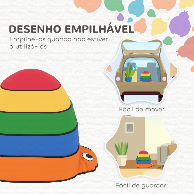 AIYAPLAY Conjunto de Pedras de Equilíbrio Empilháveis para Crianças de 5 Peças com Forma de Joaninha e Antiderrapantes Multicolor