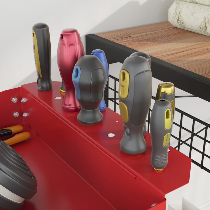 DURHAND Carrello Portautensili a 3 Livelli, 4 Ruote, Acciaio, 83L x 35,3P x 76A cm, Rosso