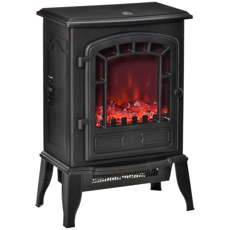 HOMCOM Chimenea eléctrica de suelo, 2 niveles de calor, efecto de llama realista, versátil