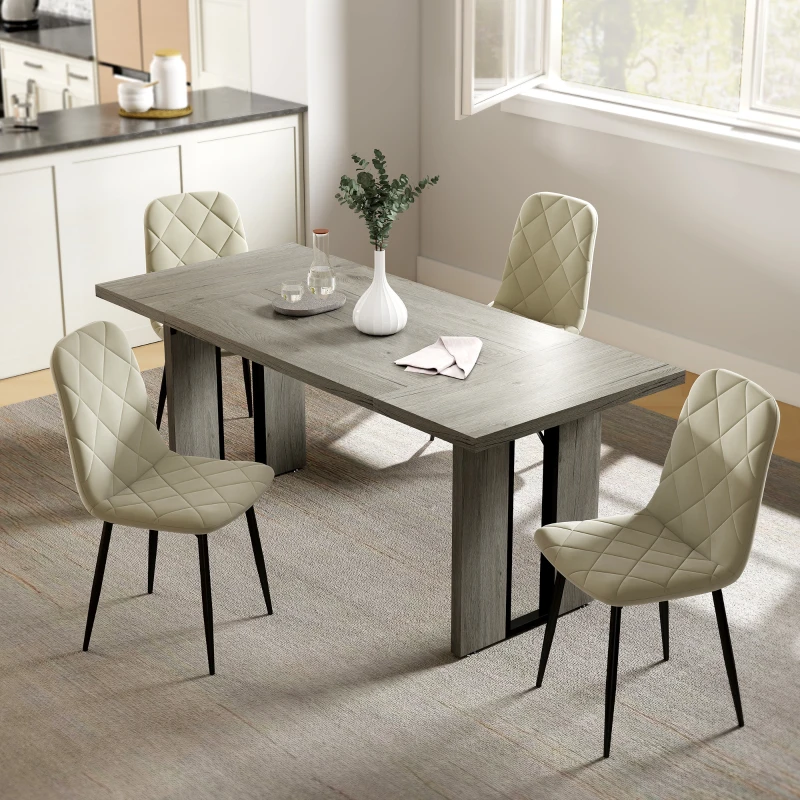 HOMCOM Tavolo da Pranzo in Stile Industriale per 8 Persone max, in Legno e Acciaio, 180x80x75 cm, Grigio