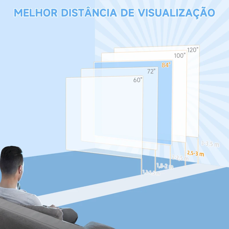 HOMCOM Tela de Projeção Manual de 85 Polegadas Tela de Projeção Portátil Formato 1:1 para Interior e Exterior 162,5x162 cm Branco Branco