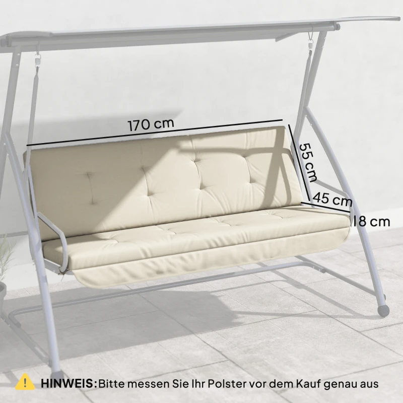 Outsunny Auflagen-Set für Hollywoodschaukel 170 cm Stuhlkissen Schaukelauflage Sitzkissen Gartenschaukel Gartenpolster Rückenkissen Seitenkissen Beige