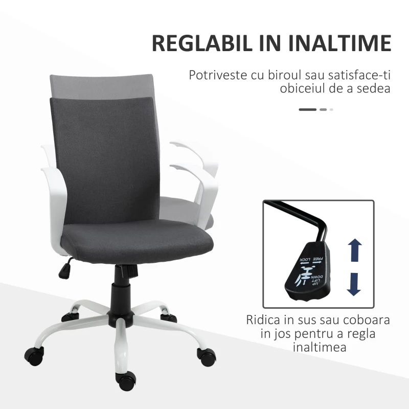 Vinsetto Scaun de Birou Ergonomic și Pivotant pentru Birou, Gri Închis