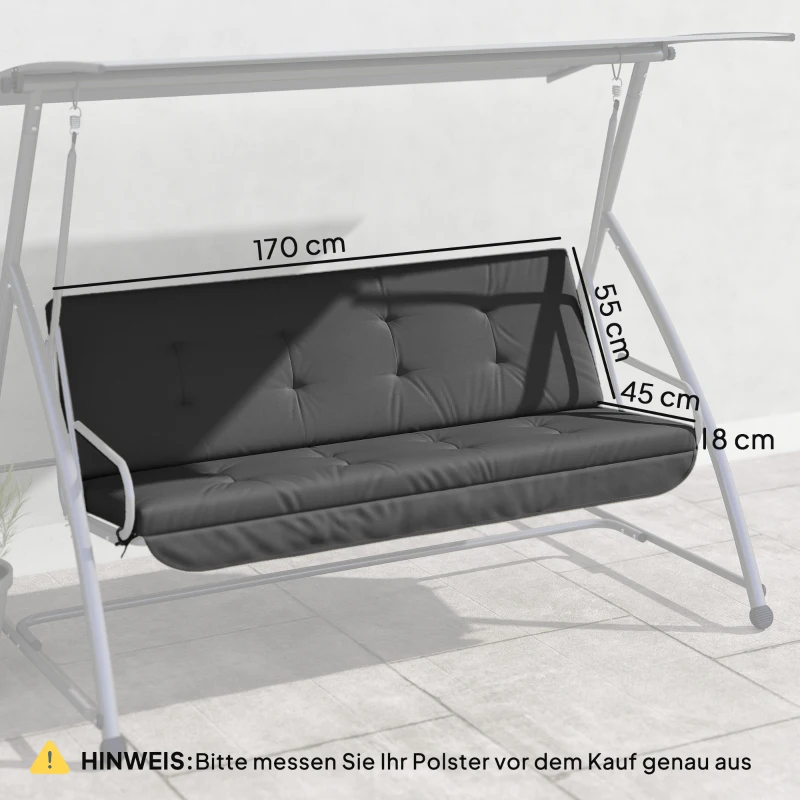 Outsunny Sitzkissen Sitzauflage für Hollywoodschaukel 170 x 100 x 8cm Dunkelgrau