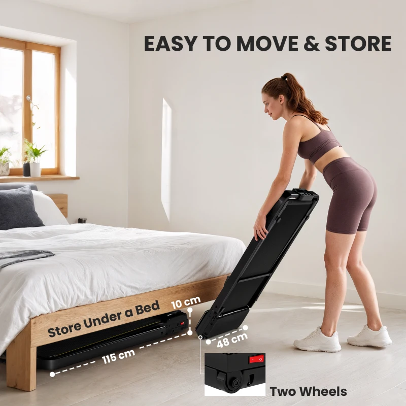 SPORTNOW Folding Walking Treadmill, Under Desk Walking Pad with Incline, Black