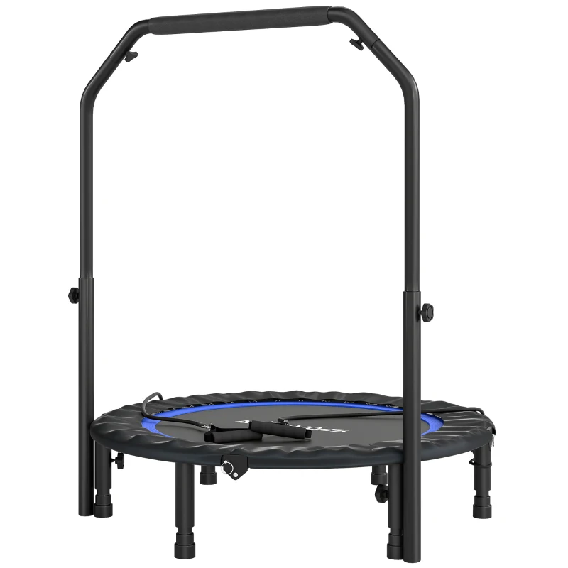 SPORTNOW Trampolino Fitness Pieghevole Ø102 cm con Manubrio Regolabile, Struttura in Acciaio, Blu e Nero