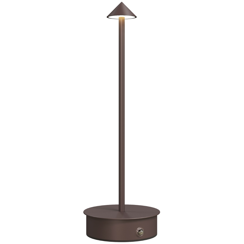 HOMCOM Lampe de Table Tactile Rechargeable avec USB, Réglable 3000K/4500K/6500K, Autonomie 4-8 Heures, Marron