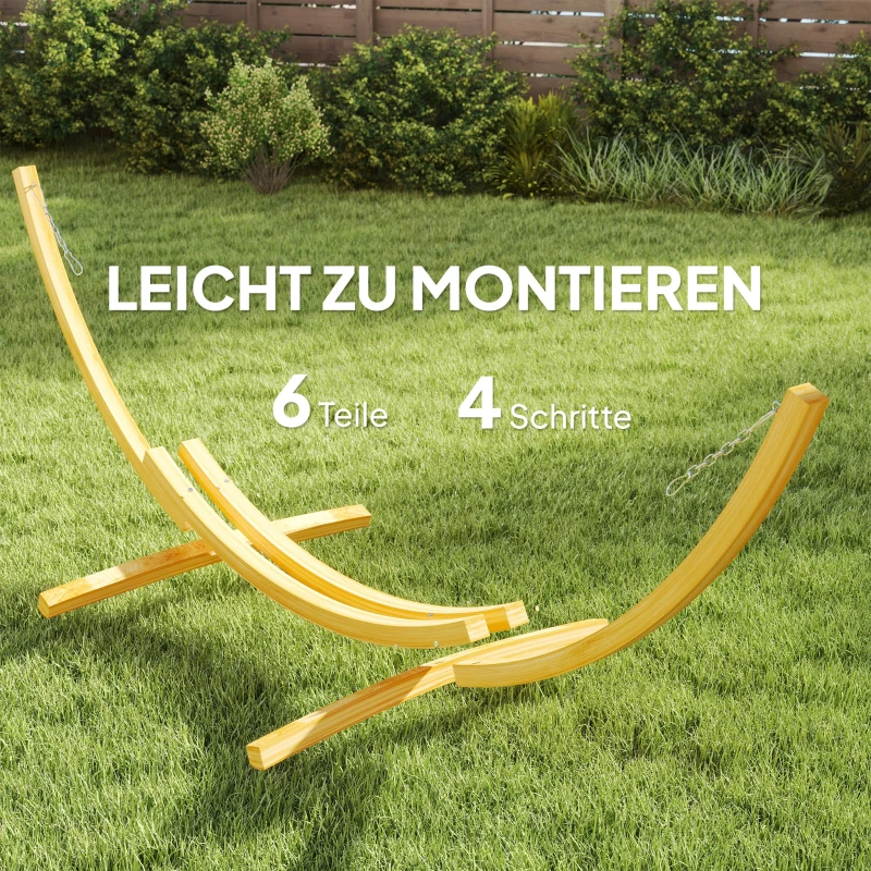 Outsunny Hängemattengestell für Hängematte Hängemattenständer mit Sicherheitsschnalle, Kette, Garten Strand Kiefer 325 x 120 x 118 cm bis 120 kg