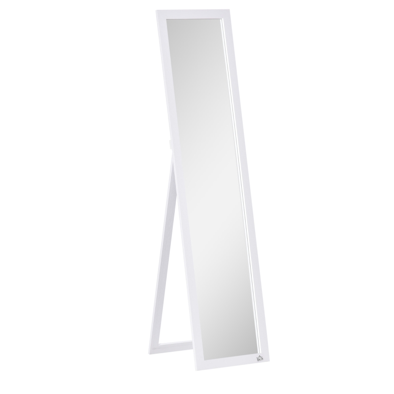 HOMCOM Miroir sur Pied et Mural rectangulaire miroir de sol Pleine Longueur Dressing Chambre salon dim. 37L x 37l x 154H cm Blanc