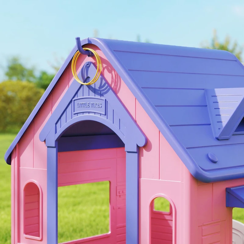 AIYAPLAY Casa de Jogos para Criaanças com Lançamento de Aros e Cesta de Basquetebol 132x118x124 cm Rosa e Roxo