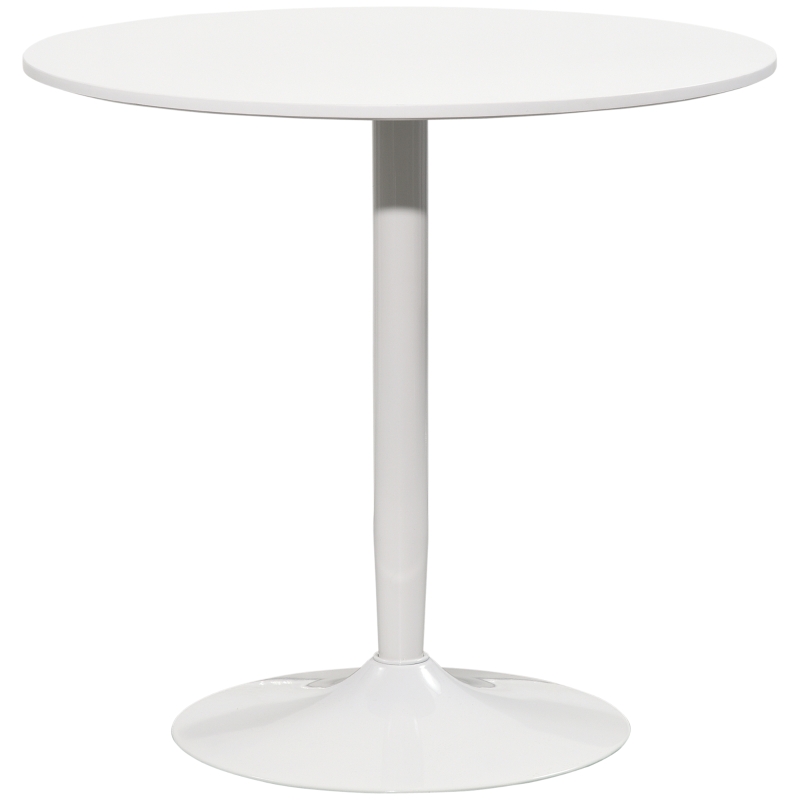 HOMCOM Esstisch für 2 Personen, runde Tischplatte Ø80 cm, MDF und Stahl, rutschfest, Weiß, 75H cm
