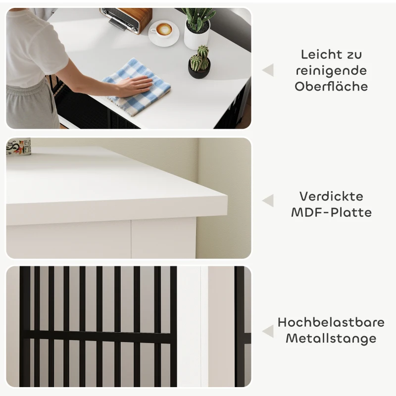 PawHut Grote hondenbox, gemakkelijke toegang, vergrendeld, draaibare komhouder, voor kleine en grote honden, Wit(m-6)