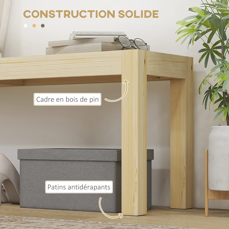 HOMCOM Banc de cuisine en bois massif 2 places, banc de salle à manger, charge 240 Kg, 120 x 33 x 45 cm, bois naturel