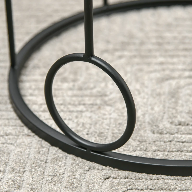 HOMCOM Nesting Round Coffee Table Set of 2 - Black