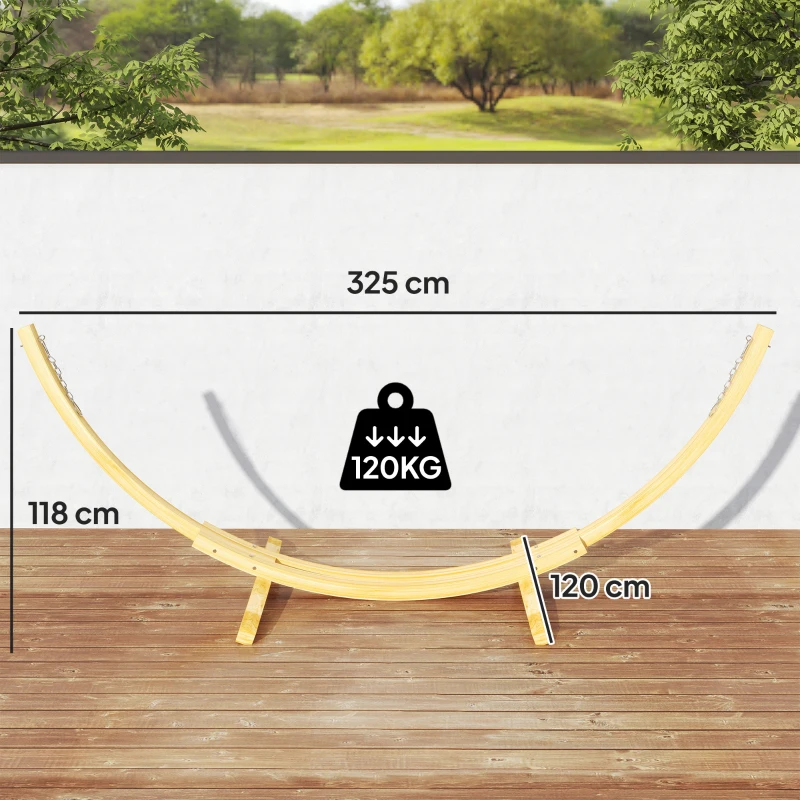 Outsunny Support pied de hamac structure robuste en bois de pin charge max. 120 Kg dim. 325L x 120l x 118H cm bois naturel