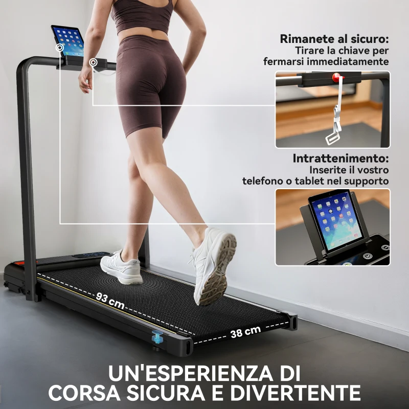 SPORTNOW Tapis de Course Pliable avec Inclinaison Réglable, Vitesse 1-10 km/h, Écran LED et Télécommande, Noir(m-4)