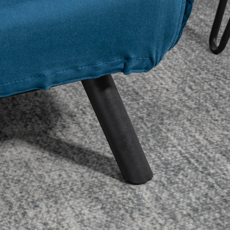 HOMCOM Sofá Cama Sofá Convertível em Cama de 2 Lugares Dobrável com Encosto Ajustável em 5 Níveis e 2 Almofadas 102x73x81 cm Azul