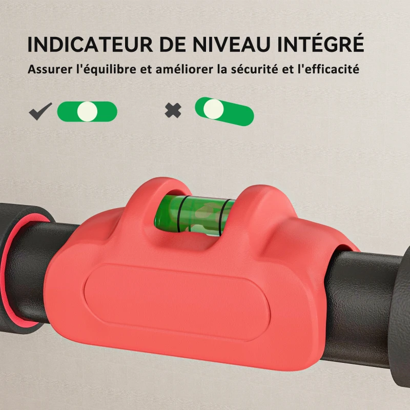SPORTNOW Barre de traction réglable de 80 à 110 cm, barre de porte niveau intégré, structure triangulaire, jusqu'à 225 kg, noir
