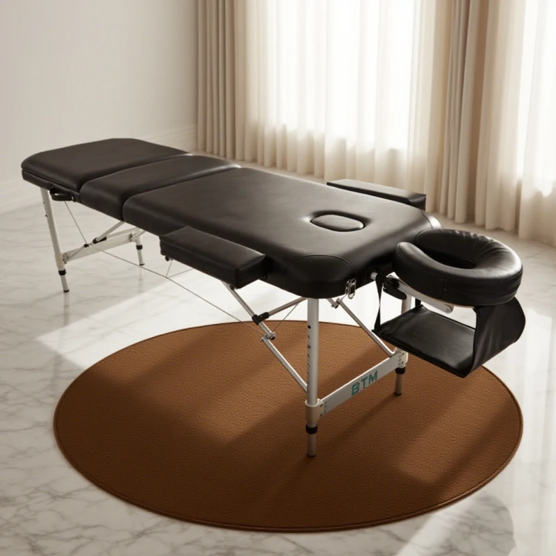 Portable Aluminium Massage Table, 3-Section Foldable Couch Bed with Adjustable Headrest, Arm Support, and Carrying Bag, Black