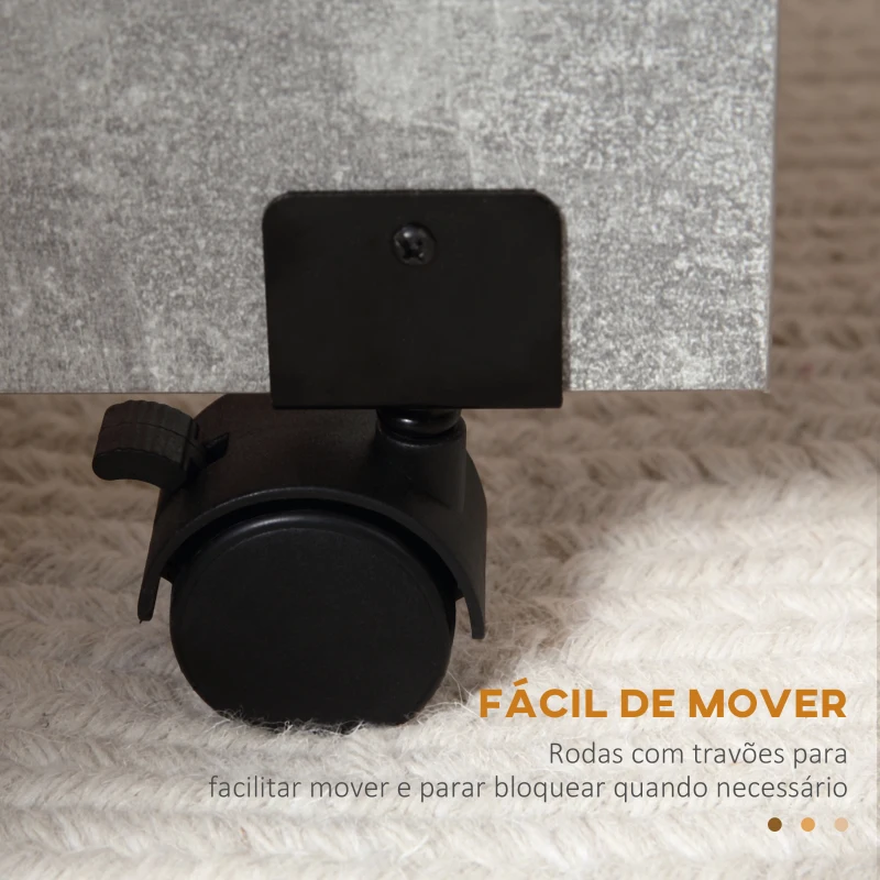 HOMCOM Mesa de Sala de Jantar Dobrável com 2 Prateleiras de Armazenamento e Rodas para Cozinha 75x140x74 cm Cinza